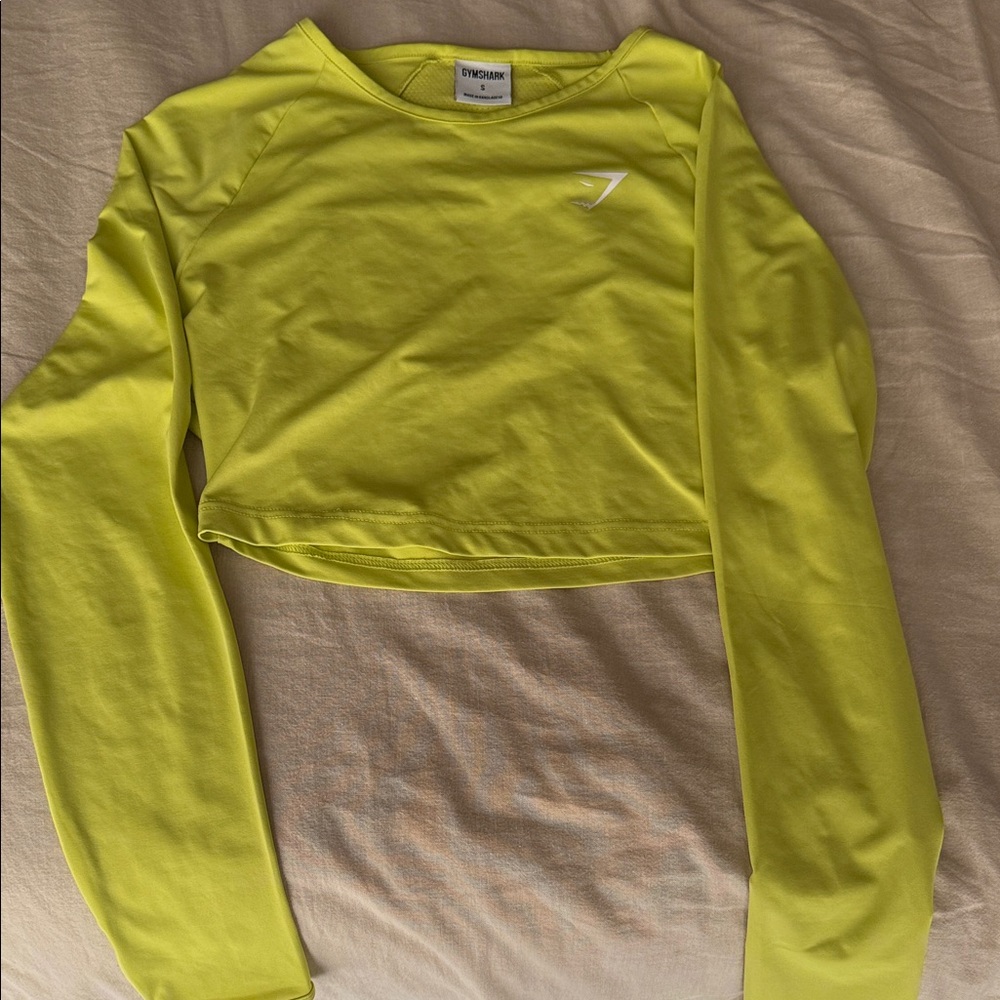 Gymshark Neon Yellow Cropped Long-Sleeve Performance Top